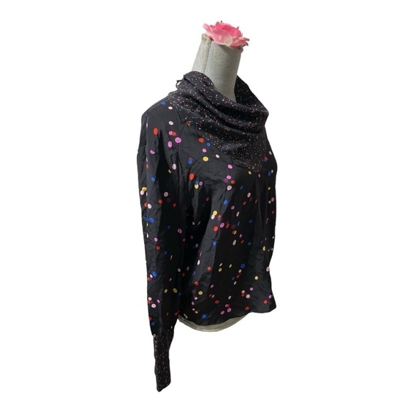 TopShop long sleeves polka dot blouse with tie in the back and on sleeves size 8 - Picture 2 of 11